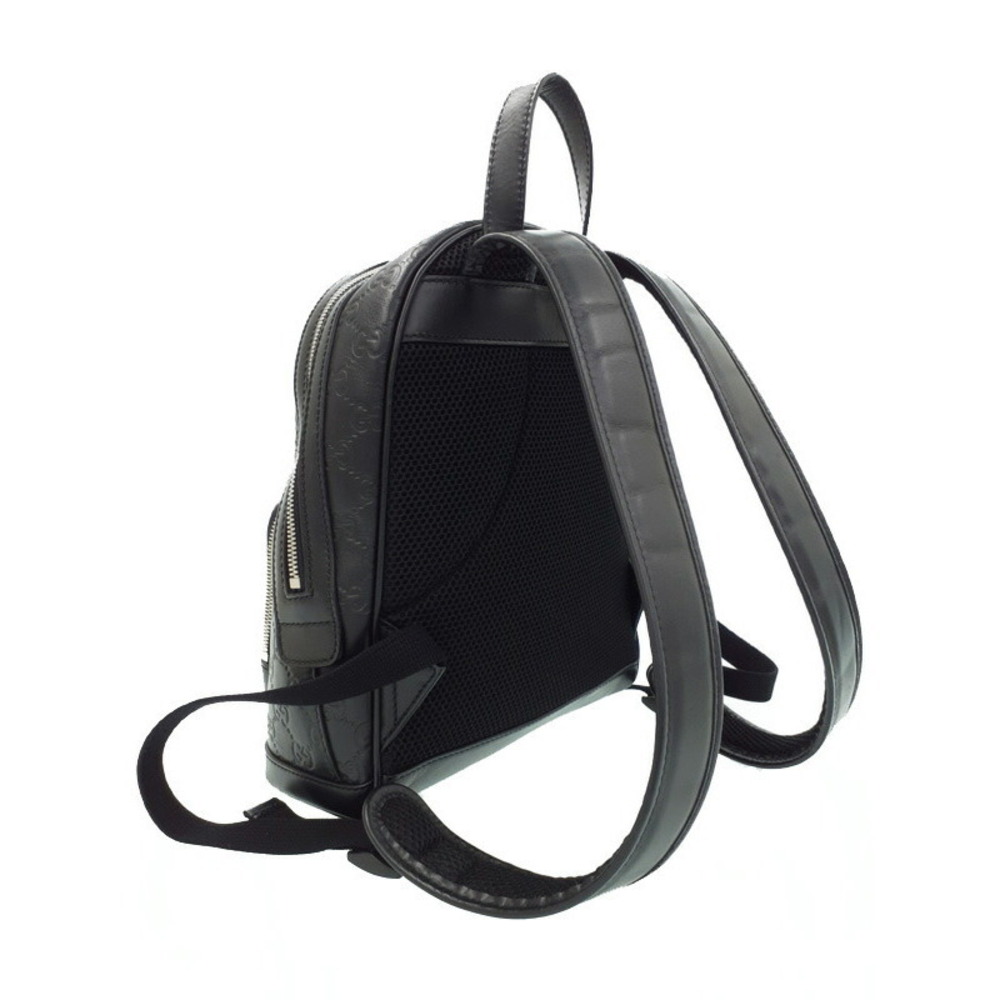 Gucci Black Leather ssima Backpack Signature